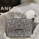 Chanel CC Women Mini Flap Bag Satin Strass Silver-Tone Metal Silver – Image 4