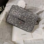Chanel CC Women Mini Flap Bag Satin Strass Silver-Tone Metal Silver – Image 7