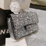Chanel CC Women Mini Flap Bag Satin Strass Silver-Tone Metal Silver – Image 8