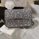 Chanel CC Women Mini Flap Bag Satin Strass Silver-Tone Metal Silver – Image 2