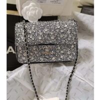 Chanel CC Women Mini Flap Bag Satin Strass Silver-Tone Metal Silver (11)