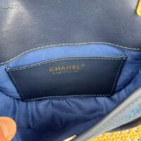 Chanel CC Women Small Messenger Bag Washed Denim Gold-Tone Metal Blue (2)