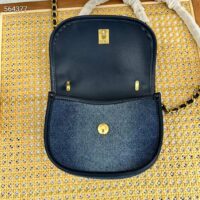 Chanel CC Women Small Messenger Bag Washed Denim Gold-Tone Metal Blue (2)