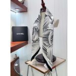 Chanel CC Women Square Scarf Silk Twill White Black - Imagen 8