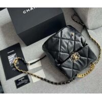 Chanel Women CC 19 Backpack Shiny Lambskin Gold Silver-Tone Black (1)