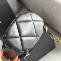 Chanel Women CC 19 Backpack Shiny Lambskin Gold Silver-Tone Black (1)