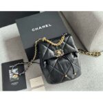 Chanel Women CC 19 Backpack Shiny Lambskin Gold Silver-Tone Black - Image 3