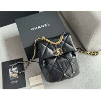 Chanel Women CC 19 Backpack Shiny Lambskin Gold Silver-Tone Black (1)