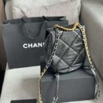 Chanel Women CC 19 Backpack Shiny Lambskin Gold Silver-Tone Black - Image 7