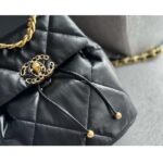 Chanel Women CC 19 Backpack Shiny Lambskin Gold Silver-Tone Black - Image 8