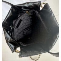 Chanel Women CC 22 Backpack Shiny Calfskin Gold-Tone Metal Black White (4)