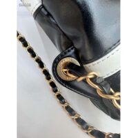 Chanel Women CC 22 Backpack Shiny Calfskin Gold-Tone Metal Black White (4)