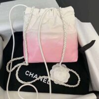 Chanel Women CC 22 Mini Handbag Patent Gradient Calfskin Lacquered Metal White Pink (4)