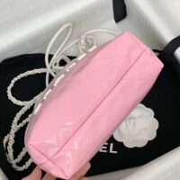 Chanel Women CC 22 Mini Handbag Patent Gradient Calfskin Lacquered Metal White Pink (4)