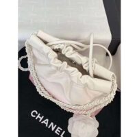 Chanel Women CC 22 Mini Handbag Patent Gradient Calfskin Lacquered Metal White Pink (4)