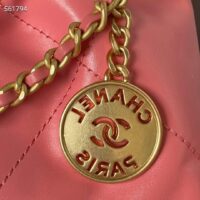 Chanel Women CC 22 Mini Handbag Shiny Calfskin Gold-Tone Metal Coral Pink (7)