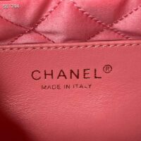 Chanel Women CC 22 Mini Handbag Shiny Calfskin Gold-Tone Metal Coral Pink (7)