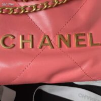 Chanel Women CC 22 Mini Handbag Shiny Calfskin Gold-Tone Metal Coral Pink (7)