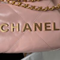 Chanel Women CC 22 Mini Handbag Shiny Calfskin Patchwork Light Pink Purple (8)