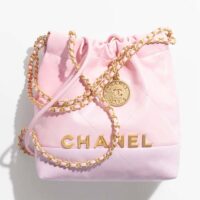 Chanel Women CC 22 Mini Handbag Shiny Calfskin Patchwork Light Pink Purple (8)