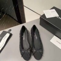 Chanel Women CC Ballet Flats Aged Calfskin Black 1 CM Heel (9)