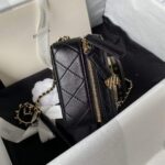 Chanel Women CC Camera Bag Lambskin Gold-Tone Metal Black - Image 4
