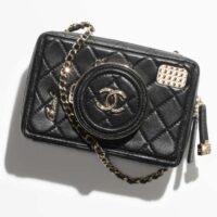 Chanel Women CC Camera Bag Lambskin Gold-Tone Metal Black (11)