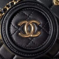 Chanel Women CC Camera Bag Lambskin Gold-Tone Metal Black (11)