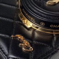 Chanel Women CC Camera Bag Lambskin Gold-Tone Metal Black (11)