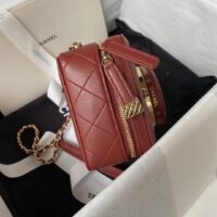 Chanel Women CC Camera Bag Lambskin Gold-Tone Metal Burgundy (7)