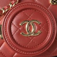 Chanel Women CC Camera Bag Lambskin Gold-Tone Metal Burgundy (7)