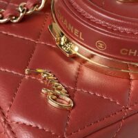 Chanel Women CC Camera Bag Lambskin Gold-Tone Metal Burgundy (7)