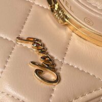 Chanel Women CC Camera Bag Lambskin Gold-Tone Metal Dark Beige (9)