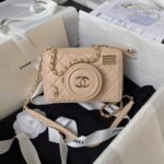 Chanel Women CC Camera Bag Lambskin Gold-Tone Metal Dark Beige - immagine 2