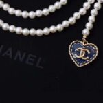 Chanel Women CC Chain Belt Metal Glass Pearls Gold Blue Pearly White - immagine 10