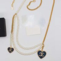 Chanel Women CC Chain Belt Metal Glass Pearls Gold Blue Pearly White (3)