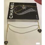 Chanel Women CC Chain Belt Metal Glass Pearls Gold Blue Pearly White - immagine 3