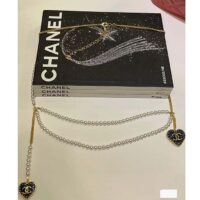 Chanel Women CC Chain Belt Metal Glass Pearls Gold Blue Pearly White (3)