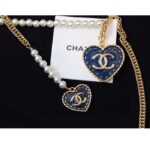 Chanel Women CC Chain Belt Metal Glass Pearls Gold Blue Pearly White - immagine 9