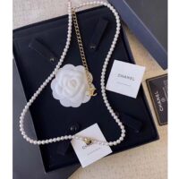 Chanel Women CC Chain Belt Metal Glass Pearls Strass Gold Pearly White Crystal (5)