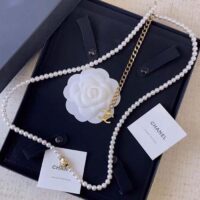 Chanel Women CC Chain Belt Metal Glass Pearls Strass Gold Pearly White Crystal (5)