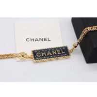 Chanel Women CC Chain Belt Metal Gold Blue (8)