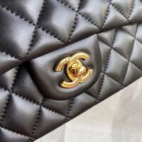 Chanel Women CC Classic 11.12 Handbag Lambskin Gold-Tone Metal Black