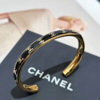 Chanel Women CC Cuff Metal Gold Black Ref. ABC986 B16125 NW383 (8)