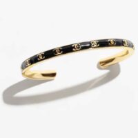 Chanel Women CC Cuff Metal Gold Black Ref. ABC986 B16125 NW383 (8)