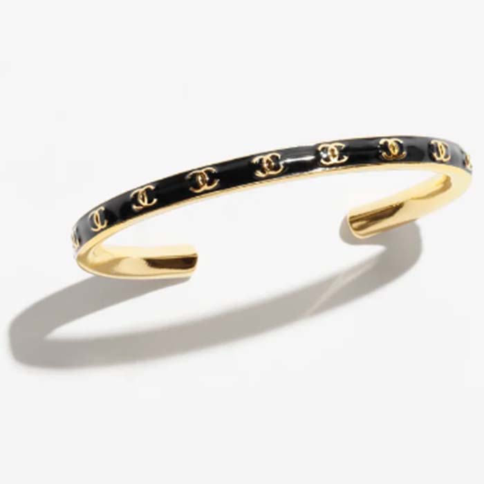 Chanel Women CC Cuff Metal Gold Black Ref. ABC986 B16125 NW383