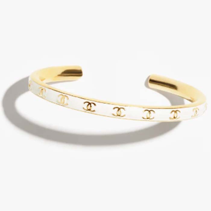 Chanel Women CC Cuff Metal Gold White Ref. ABC986 B16125 NW384