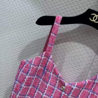 Chanel Women CC Dress Tweed Pink Blue White Ref. P76664 V68503 NU756 (6)