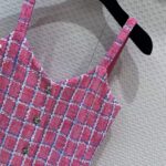 Chanel Women CC Dress Tweed Pink Blue White Ref. P76664 V68503 NU756 - Image 4