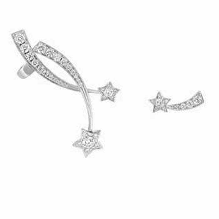 Chanel Women CC Etoile Filante Earrings 18K White Silver Diamonds
